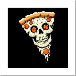 Pizza Skull Face, Funny Pizza Lover, Halloween Posters and Art